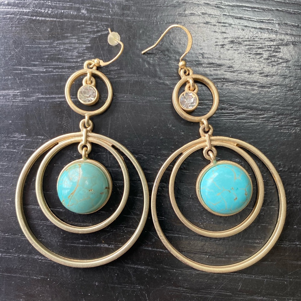 Faux turquoise earrings 2.75” drop